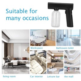Portable Nanometer Electric Mist Atomizer Sprayer Gun, Multifunctional Electric Fogger Cleaning Sprayer Rechargeable Mini Spray Gun for Home School Hotel Nanometer Machine (Black)