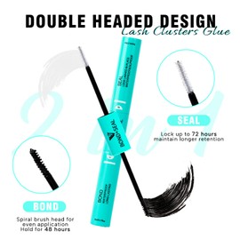 VAVALASH Bond and Seal 2 in 1 Long Lasting Cluster Lash Glue for Eyelash Extensions, Waterproof Adhesive and Sealant DIY Lash Extension Glue - BLACK