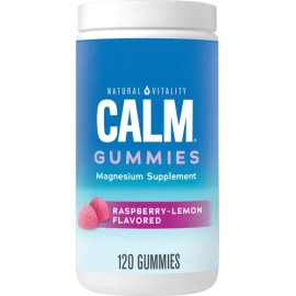 Natural Vitality Calm Suplemento de Magnesio 330mg 120 Gomitas Sabor Frambuesa Limon