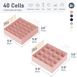 DIMJ Sock Organizer Drawer Organizer - Closet Organization and Storage, Underwear Drawer Organizer for Storing Socks, Handkerchiefs, Ties, Belts, Pink