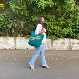 EcoRight Shoulder Bag, Canvas Shopper Bag, Casual Handbag, Large Shoulder Bag with Inner Pocket for School, Work Bag, Women's Bag, Green (green-1), Unit size, Utility