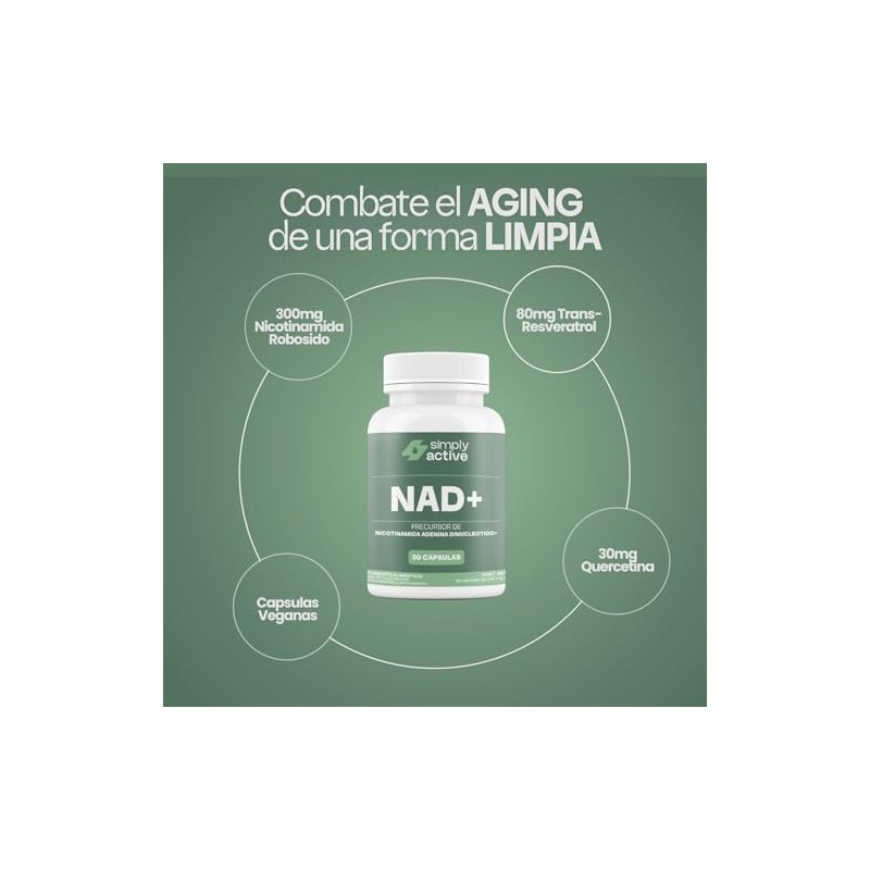 NAD+ con Resveratrol | Formula Anti-Aging 300mg Precusor NMN |