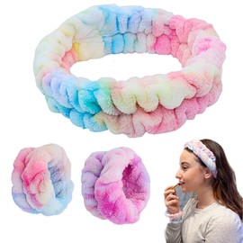 Lopsity 3PCS Wristbands for Washing Face and Spa Headband Sets Towel Wristbands Hair Headband Face Wash Wristband for Women Girls Makeup Prevent Liquid from Spilling (multicolour-A)