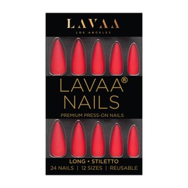 RED SOLE Press-On Nails by Lavaa Beauty | Long Stiletto | Red Matte Stiletto Nails