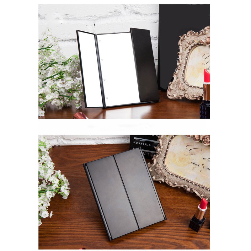 3 Folds Lighted Vanity Makeup Mirror LED Light Table Mirror