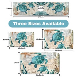 2PCS 19.5" x 12" Dish Drying Mat & 24" x 5.5" Sink Splash Guard, Ultra Absorbent & Cuttable Sea Turtle Dish Mat Drying Kitchen Mat with Non-slip Rubber Backed, Hide Stain Drying Matt Kitchen Counter