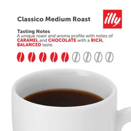 Illy Coffee, Smooth and Balanced, Medium Roast Coffee K-Cups, Made with 100% Arabica Coffee, All-Natural, No Preservatives, Coffee Pods for Keurig Coffee Machines, Classico, 20 Count