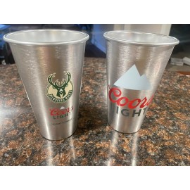 Coors Light Milwaukee Bucks / Coors Light Metal Aluminum 22 Oz. Set of 2 Cups - NEW