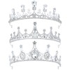 inSowni 3 Pieces Silver Metal Crystal Rhinestone Queen Princess Crowns