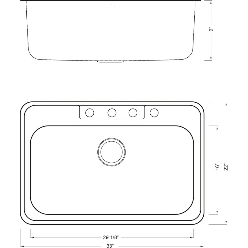 CozyBlock 33" Stainless Steel Drop In/Topmount Single Bowl Kitchen Sink