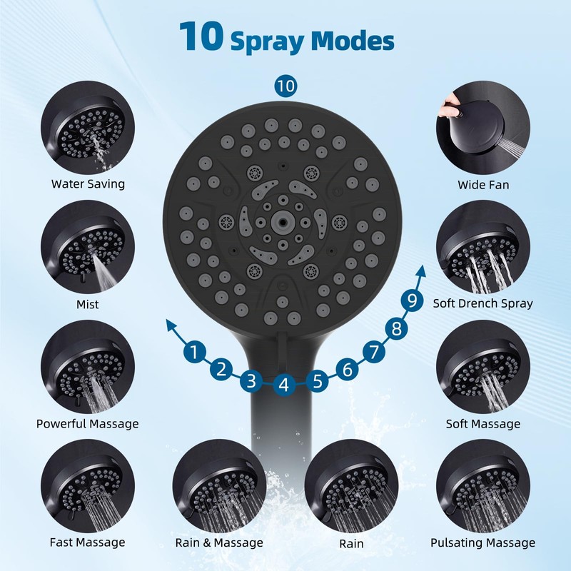 Hibbent All Metal Shower Head, 10'' High Pressure Rain Shower