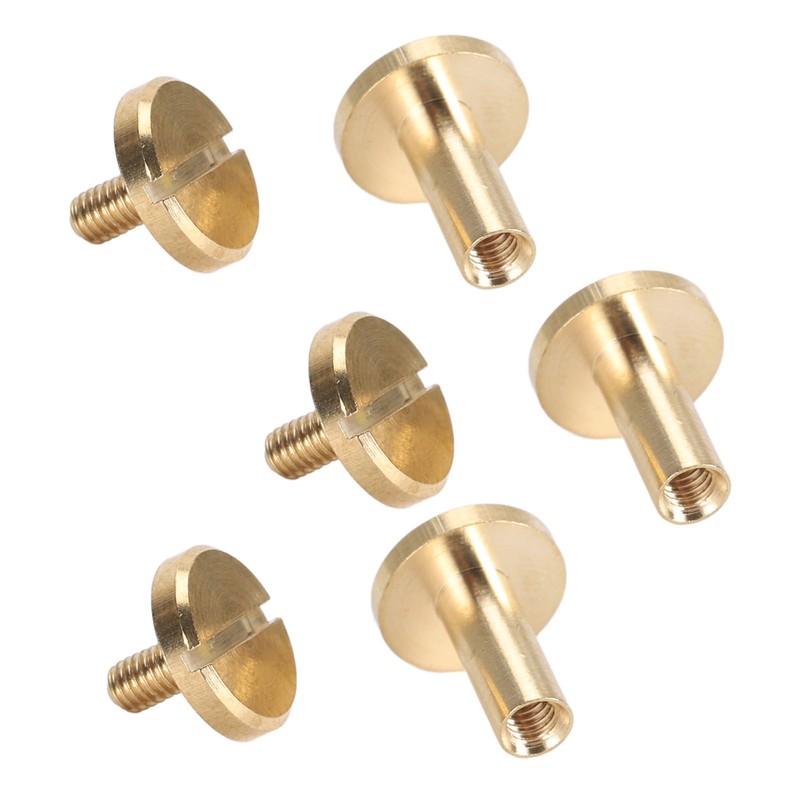 50 Set Binding Rivet Round Flat Head Brass Slot Screw