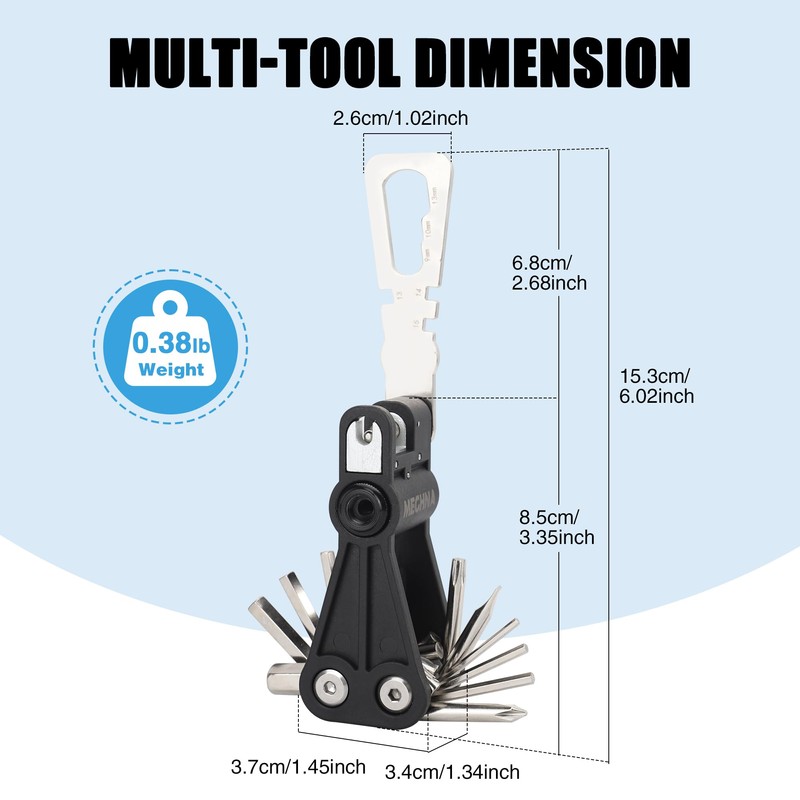 ZUKKA Foldable Bicycle Multifunctional Tool, 18 in 1 Bicycle Repair