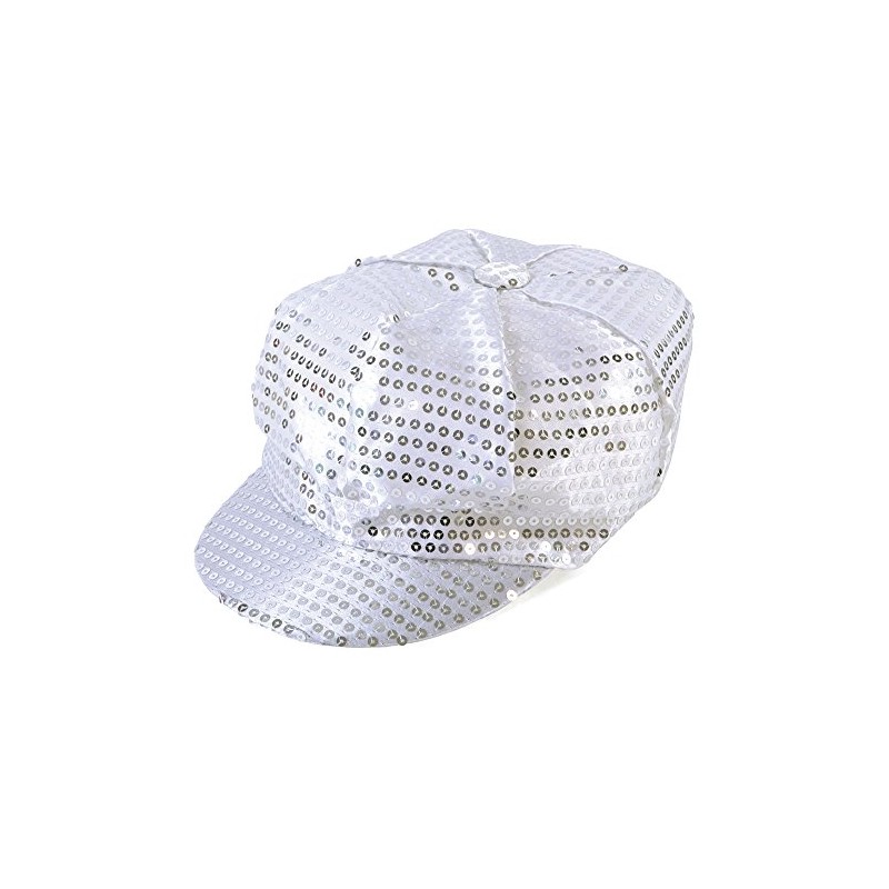 Bristol Novelty BH542 70 Silver Sequin Cap 70's Style, Womens,