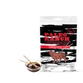 PALEO RANCH Grass-Fed Beef Jerky, Teriyaki Style, No Added Hormones, No Preservatives, 2-oz. Pouches (Pack of 2)