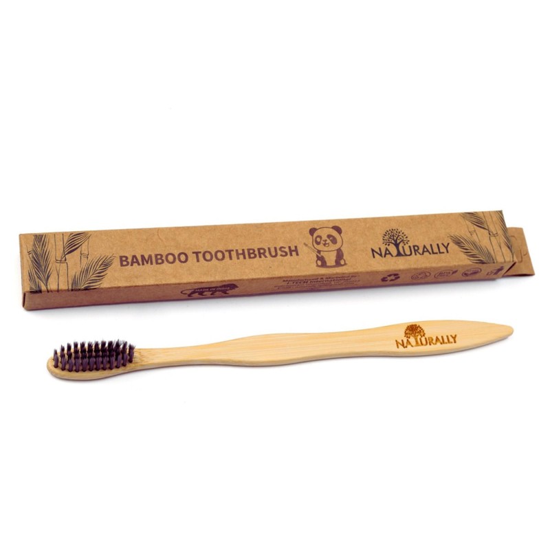 NATURALLY Bamboo Toothbrushes 10 Pack - BPA Free Soft Bristles