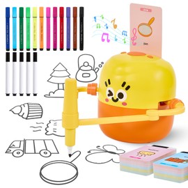 Drawing Robot for Kids, Interactive Educational Drawing Machine with Voice Interaction, Montessori Painting Learning Toy with 150 Word Cards, Birthday for Boys Girls 3 4 5 6 7 8