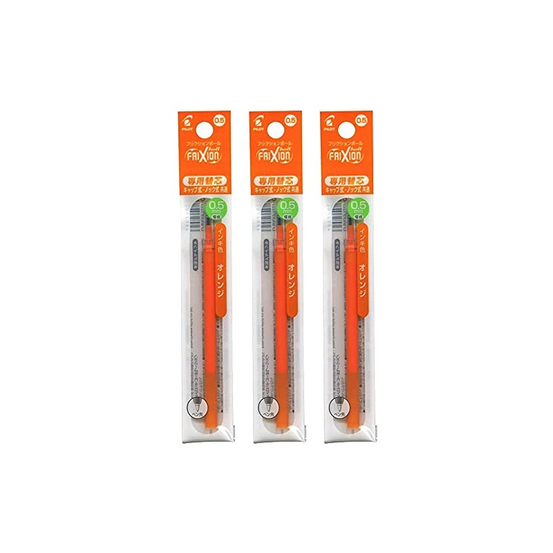 Pilot LFBKRF12EFO FriXion Ball Refill, 0.5mm, Orange, 1 Pack x