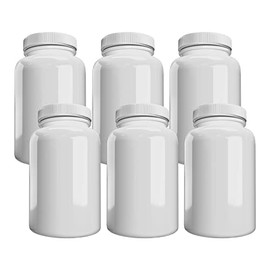 Mountain West Company (6 Pack) White Pill Bottle with Lid, Storage, Plastic Pill Container, 150cc Capacity