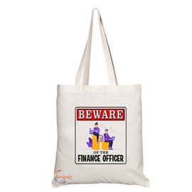 Coralgraph Inc TB1000D Beware of the Finance Officer Novelty Present Gift Printed Eco-Friendly Stylish Long Handled Tote Shoulder Bag