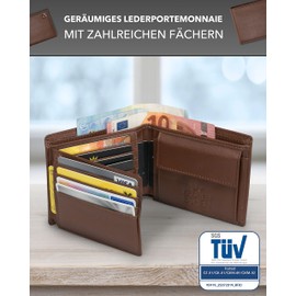 Kronenschein® Wallet Made of Nappa Leather, RFID Protection Premium Men’s, Coffee brown