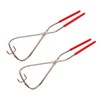2pcs Dipping Tongs Red Handle Stainless Steel Easy Cleaning Stable