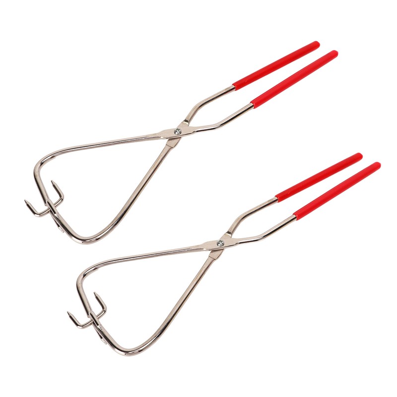 2pcs Dipping Tongs Red Handle Stainless Steel Easy Cleaning Stable