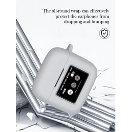 Case for J-B-L Tour PRO 3 True Wireless Earbuds with 2 Pack Screen Protector,Soft Protective,Shockproof, BOVUGAC Silicone Case Cover with Keychain & Cleaning Kit & Lanyard-Gray