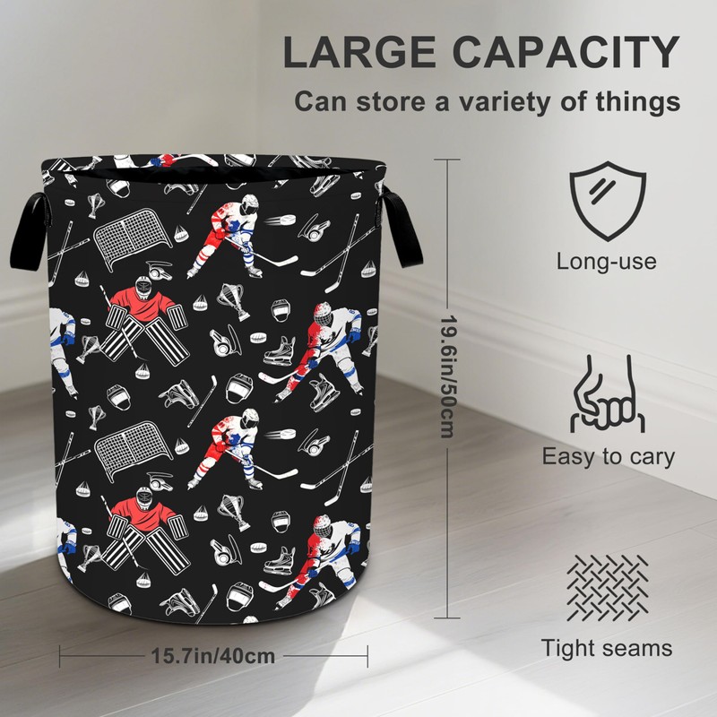 Hockey Laundry Basket Storage Bin Foldable Laundry Hamper Clothes Storage