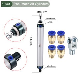 YOKIVE Pneumatic Air Cylinder, Double Action with Y Connector and Quick Fitting, Great for Punching Machine, Pneumatic System, Material Handling (MAL 32x200)