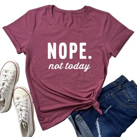 MAXTREE Women Cute Tees Graphic Tops Wine Red Small