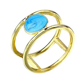 Sdouefos Vintage 18K Gold Filled Huge Turquoise Wedding Anniversary Ring Gift Fashion Jewelry for Women (O)
