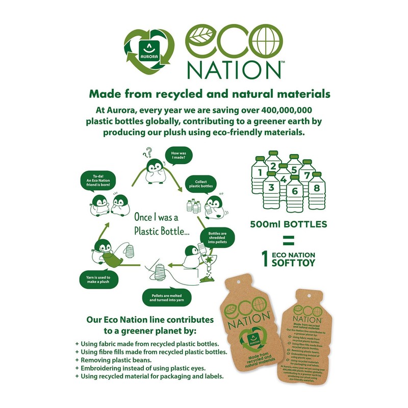 Aurora World 35000 Aurora Eco Nation Peluche, Orange, Black, White