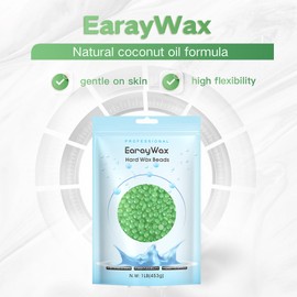 EARAYWAX Hard Wax Beads for Hair Removal, 1lb Refill Wax Beans for Sensitive Skin, Brazilian Coarse Waxing Full Body, Perfect for Women Men