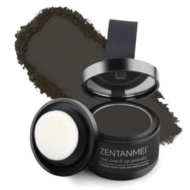 ZENTANMEI Root Touch Up Hairline Powder for Women & Men, Gray Hair Cover Up, Hairline Shadow Powder Sweatproof & Windproof, 0.14 oz Root Cover Up Powder for Thinning Hair (Black)
