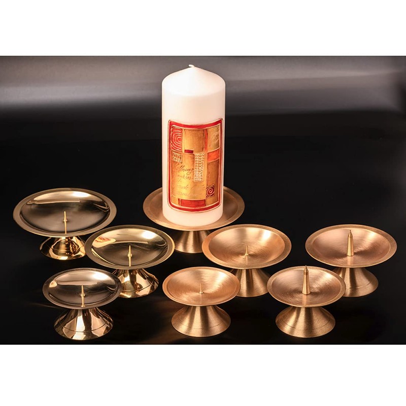 NKlaus disc candlestick Ø9cm brass gold candlestick matt altar candlestick