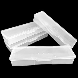 Plastic Storage Personal Box for Nail, 4PCS Nail Implement Manicure Tool Organizer Case Box for Nail Art Pedicure Supply (Clear)
