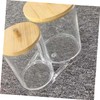 VILLFUL Cotton Swab Holder Bamboo Lids Acrylic Round Swab Holder