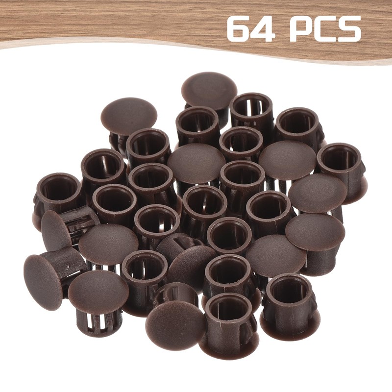 sourcing map 64PCS 10mm(3/8") Brown Plastic Hole Plugs, Flush Type