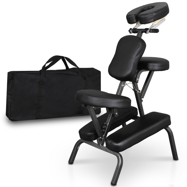HomGarden Portable Lightweight Massage Chair Leather Pad Travel Massage Tattoo Spa Chair w/Carrying Bag