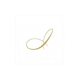 Caspari White Pearl & Gold Paper Linen Boxed Cocktail Napkins in Letter I - Three Packs of 30