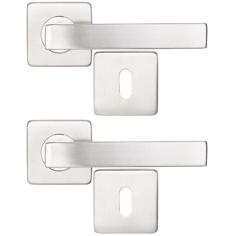 AGT Modern Door Fittings: Set of 2 Stainless Steel Door