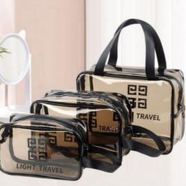 3-Piece Square Travel Toiletry Bag Set: Beach, Makeup, & Bath Organizer Waterproof