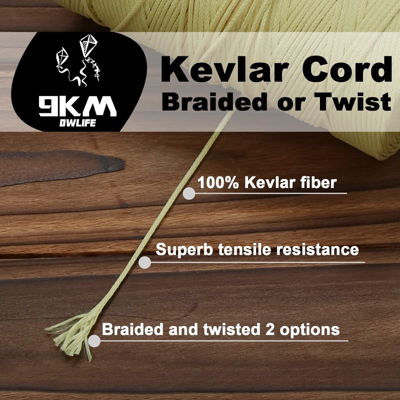 9KM DWLIFE Kevlar Kite String, 100lb 1000Ft, Twisted Kevlar Line,