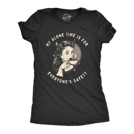 Womens My Alone Time is for Everyones Safety Sarcastic T Shirt Funny Novelty Tee Funny T Shirts Coffee Tops for Women Cool Introvert Top Women's Novelty Black XXL