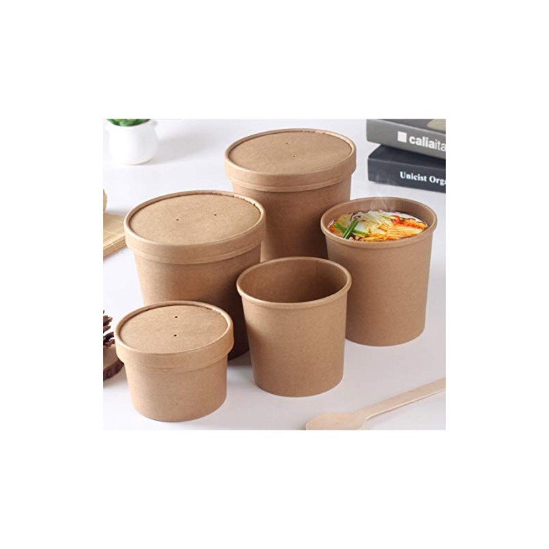 50 x Kraft Disposable Soup Ice Cream Container Round Deli