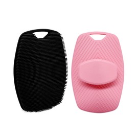 Soft Silicone Body Scrubber, Pack of 2 Deep Cleansing and Massage for Men and Women, Silicone Scrubber, Shower Brush, for Care, Cleaning and Exfoliating the Skin (Black, Pink)
