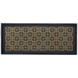 HF by LT Logan Design Deluxe Rubber Boot-Tray, 34 x 14 inches, Heavy Duty Vulcanized Rubber, One-Piece Seamless Construction, Year Round Use Indoors or Outdoors, Black with Brushed Brass Finish