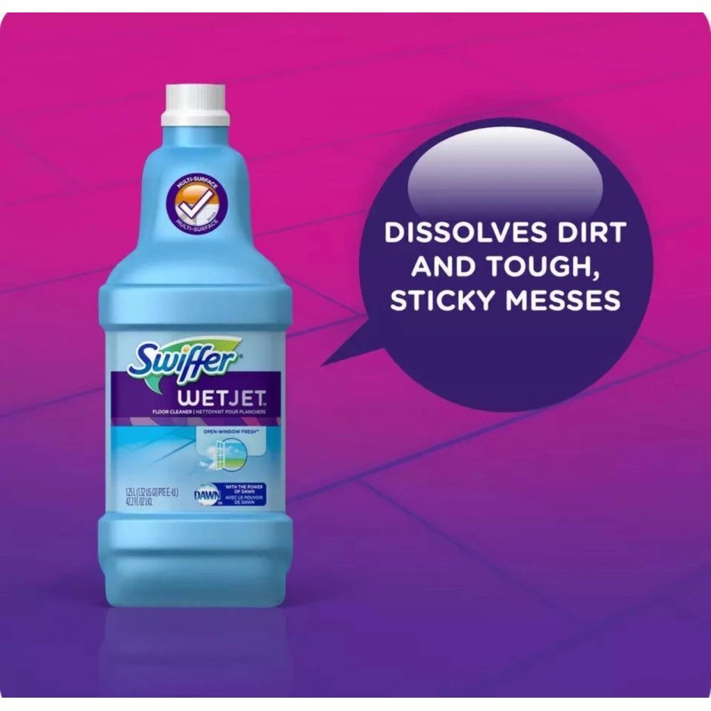 Swiffer WetJet 42 Oz Floor Cleaner Refills Fresh Scent 4-Bottles