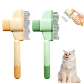 Fellblitz Bürste 2er-Set – Selbstreinigende Haustierbürste für Hunde & Katzen – Pfotenmond Bürste für Lang- & Kurzhaar – Ein-Knopf-Reinigung, Anti-Verfilzung, Massageeffekt